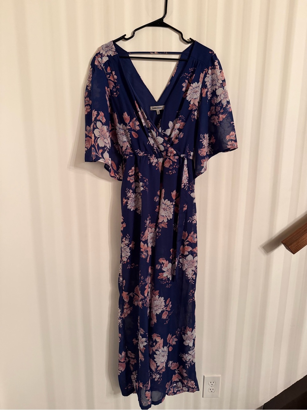 Floral Navy Chiffon Flowy Jumpsuit - Blue Pink Floral